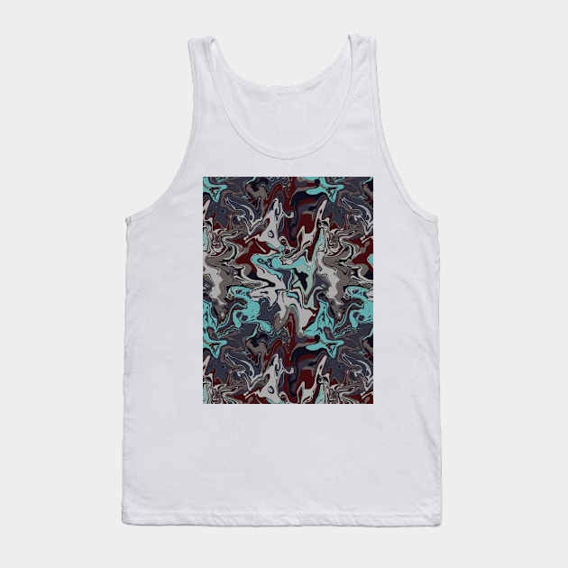 Deep Thoughts Marble - Digital Paint Spill Tank Top by GenAumonier